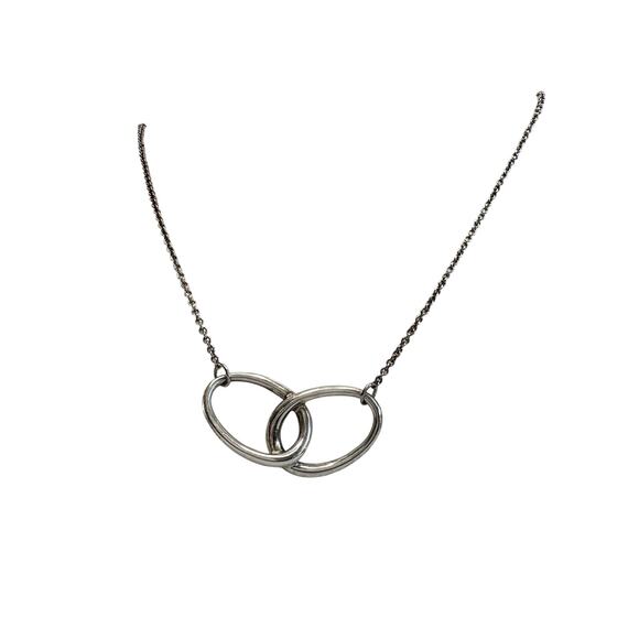Tiffany and Co Elsa Peretti Large Double Loop Pendant Necklace 15" - Sterling - Picture 11 of 11
